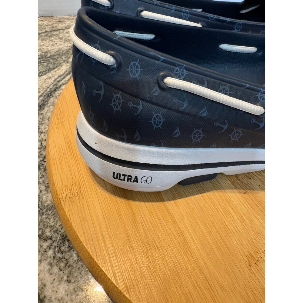 Skechers Cali Gear Go Walk Smart Boat Shoes Navy Nautical Anchor Print Womens 9 - Picture 5 of 10